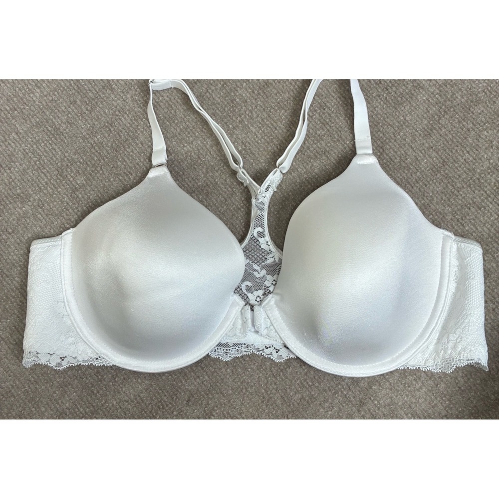 Maidenform White Lace Racerback Front Close Underwire Bra 38B 07112